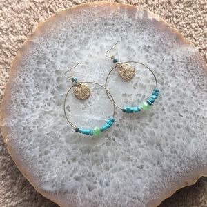 Express gold and teal hoops